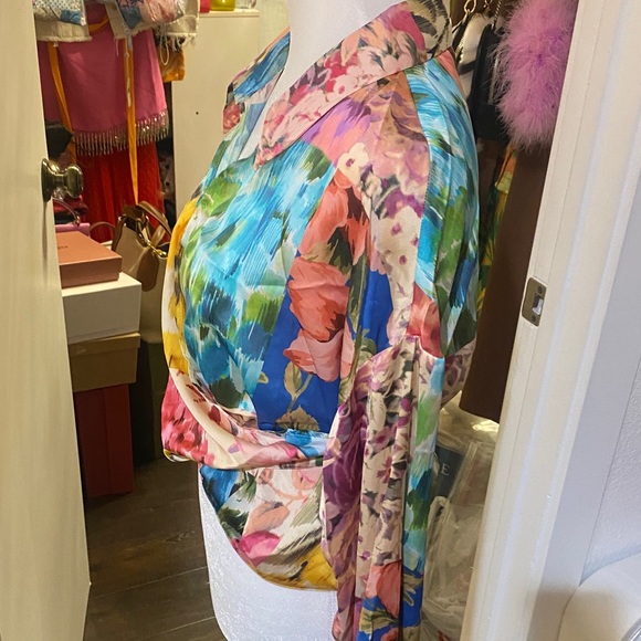 ZARA Floral Patchwork Printed Blouse NWT - Picture 5 of 8